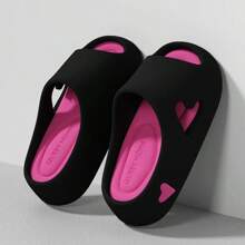 Summer  Women's Sandals Platform Plat With Anti Slip Indoor Outdoor Shoes Hollow Cute Heart Comfortable Slippers