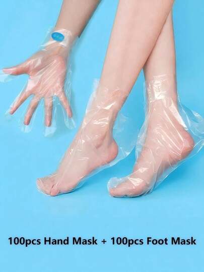 100/200pcs Disposable Hand & Foot Care Face Masks, Moisturizing, Treating Cracked Heels, Plastic Foot Soak Covers, Hand Treatment
