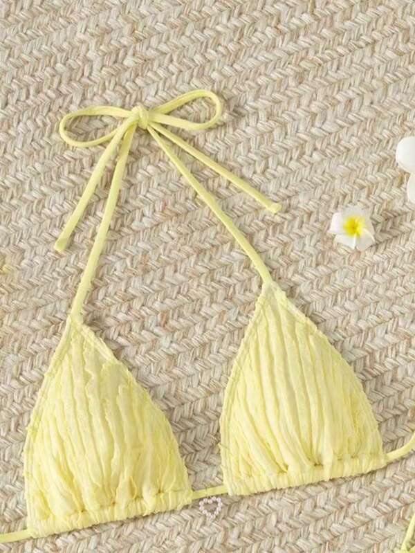 Einfarbiges, süßes, sexy gestricktes Perlenkrawatte Rückenfreies Strandaccessoire