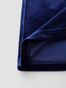 Women's Elegant Stretchy Velvet Deep V-Neck Sleeveless Ruffle Midi A-Line Dress, For Daily, Date, Party, Club