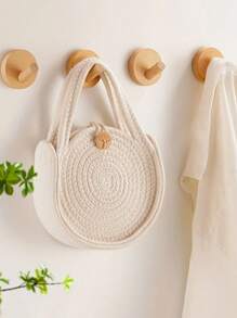 1pc Wood Round Wall Hook, No Drill Needed. Round Wooden Hook, Wood Wall Mounted Hook Rack For Clothes, Towels, Home Decor Rustic