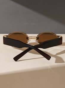 1PC Vintage Classic Metal Oval Women Fashion Glasses For Holiday Gift Summer Beach Party Outdoor Travel Street Snap Accessories For Summer Beach Vacation,Outdoor,Travel