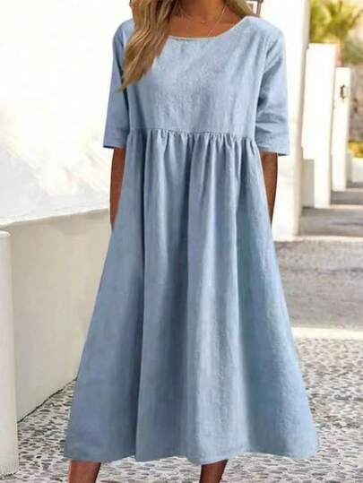 Women's Summer Casual Solid Color Loose Dress