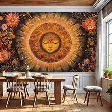 1 Pc Boho Sunshine Printed Tapestry, Modern Polyester Square Wall Hanging, Suitable For Room, Living Room, Bedroom Decor, Home Decoration - Multicolor - View 9