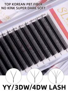 12 Rows 0.07 C/D/L Curl SHANEL YY 3DW 4DW Clover Lashes 8-15mm Automatic Flowering Premade Duoble Tips YY Handmade YY Cilios Type Natural Volume Eyelashes Extension