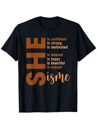 Camiseta Ella Yo Fuerte, Educada, Bendecida Historia Negra para Mujeres y Niñas,% Algodón, Cuello Redondo, Manga Corta, Regalo de Halloween, Acción de Gracias, Navidad para Hombres, Mujeres, Familiares, Amigos, Regalos de San Valentín para Novio, Novia, Tallas S-