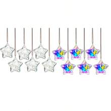 1/6pcs Transparent Pentagram Crystal Glass Suncatcher Christmas Ornaments Clear Faceted Glass Christmas Star And 2025 Annual Christmas Star Crystal Hanging Ornaments For Christmas Tree Winter New Year Party Supplies Christmas Decor