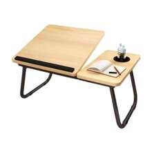 Laptop Table For Bed, Five-Position Adjustable Tabletop Section Laptop Table For Bed With Foldable Legs Cup Holder, Laptop Stand For Bed, Laptop Bed Table, Portable Lap Table, Tray Table Over Bed For Laptop And Writing Dining, Black