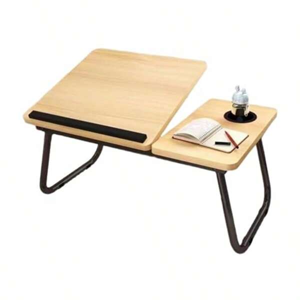 Laptop Table For Bed, Five-Position Adjustable Tabletop Section Laptop Table For Bed With Foldable Legs Cup Holder, Laptop Stand For Bed, Laptop Bed Table, Portable Lap Table, Tray Table Over Bed For Laptop And Writing Dining, Black