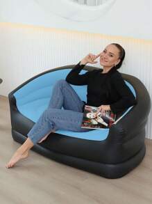 1 Stück aufblasbares Halbkreis-Sofa, aufblasbarer Campingstuhl, aufblasbares lässiges Sofa, aufblasbarer Stuhl, faltbarer tragbarer aufblasbarer Liegestuhl für Wohnzimmer, Schlafzimmer, Leseraum, geeignet für Schlafzimmer, Balkon, Outdoor-Camping, leicht zu verstauen und zu transportieren, Lässig-Unterhaltung, Studentenwohnheim, Rückenlehne