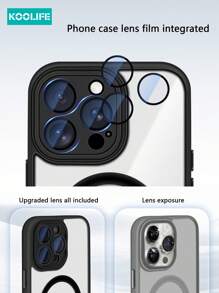 1pc Koolife Magnetic Wireless Charging, Metal Button, Built-In Lens Film, Skin-Friendly Transparent Anti-Fall Full Coverage Phone Protective Case, PC+TPU, Compatible With IPhone 17 ProMax/17/17 Pro/17 Air/12/12 Pro/12 ProMax/13/13 Pro/13 ProMax/14/14 Plus/14 Pro/14 ProMax/15/15 Pro/15 Plus/15 ProMax/16 Pro/16 Plus/16e/16 ProMax