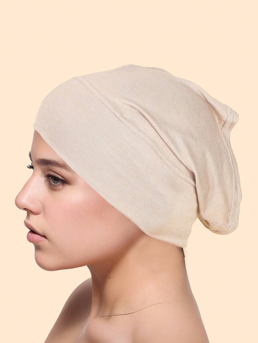 Minimal Casual Comfortable Solid Viscose Pullover Beanie - Light Khaki - View 1