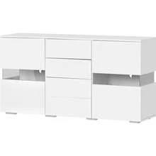 Matt & High Gloss White Sideboard Cabinet Storage Cupboard Unit 16 Colours Lighted For Dining Room Living Room - White - View 7