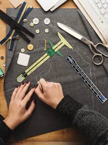 1pc High-Quality 5-In-1 Nancy Measuring Sewing Tool Kit, Includes Sliding Gauge Ruler, Markable Tool For Home Sewing, Quilting, Crafts - Durable Materials, Measurement Guide Markings, Multi-Function Sewing Accessories