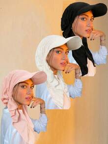 1pc Fashionable Multi-Color Casual Baseball Cap With Arc-Shaped Brim And Feather Decor - A - View 9