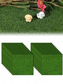 4/8pcs Artificial Grass Mat Square 15X15cm/5.9X5.9in Fake Turf Patch, Green Fake Grass Decor For Crafts, Artificial Garden Grass For Micro Landscape Cottage Miniature Ornament Projects, Model Turf Grass For DIY Fairy Garden Decor Kit, Micro Landscape Craft, Garden Decoration, Perfect Birthday Gift - Green - View 9