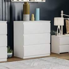 Vida Designs Denver Drawer Chests (White, 3 Drawer) - White - View 7