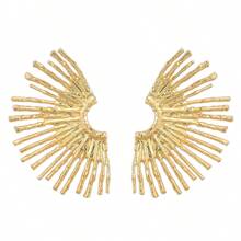 1 Pair Retro Exaggerated Minimalist Gold Fanshaped Women Stud Earrings, Suitable For Daily Wear, Banquet And Party