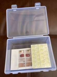 1pc Clear Snap-Open Portable Storage Box, Handy Small Items Organizer Box For Desktop, Dust-Proof And Dirt-Resistant, Travel Storage