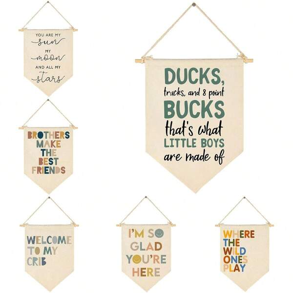 1 PIEZA Banderín colgante de pared colorido para habitación de bebé y niños, decoración de pared para cuarto de juegos, lienzo para decoración de guardería, dormitorio de niños pequeños y sala de juegos, 15 X 11 pulgadas