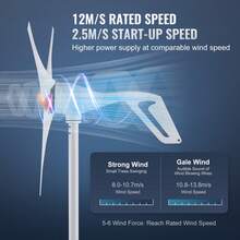 500W Wind Turbine Generator, 12V Wind Turbine Kit, 3-Blade Wind Power Generator With MPPT Controller, Adjustable Windward Direction & 2.5m/S Start Wind Speed, Suitable For Home, Farm, RVs, Boats - trắng - Xem 3