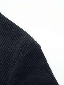 男士绿色灯芯绒翻领长袖 Polo 衫，宽松休闲套头衫，适合春秋季