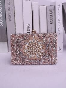 Rhinestone Glitter Clutch Bag, Luxury Women Evening Bag For Party, Wedding - Rose Gold - View 3