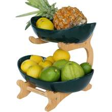 Coupe à fruits multicouche en bambou et bois, plateau de service moderne et créatif pour desserts et collations, décoration élégante pour le comptoir de cuisine à la maison
