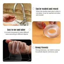 3/1 Piece Of Nano Adhesive Tape, Transparent Adhesive Tape, Transparent Adhesive Tape, Double-Sided Non-Permeable Adhesive, Reusable Strong Tape, Multi-Purpose Detachable And Washable Transparent Nano Tape, Suitable For Home/Office/Car Adhesive Items, Most Suitable For Home Decoration Tools, Non-Destructive Stickers, Wall Stickers Back To School