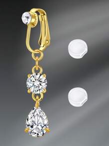 Fake Belly Piercing Fake Belly Ring For Women Fake Belly Button Piercing Clip On Belly Button Rings Fake Navel Ring Non Piercing Faux Belly Piercing Jewelry Dangle Non Piercing Fake Belly Piercing Jewelry, Clip On Earrings Non - Piercing Ears Cuff Set Stainless Steel Silver Gold CZ Fake Helix Cartilage Clip On Wrap Earrings Set For Women Non - Piercing Adjustable Ear Clip Without Ear Hole