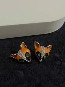 Vintage Fox Ear Stud & Heavy Necklace Set, Creative Personalized Jewelry, European And American Style - Personalized Creative Fox Earrings and Necklace - View 16