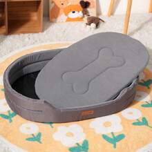 1 قطعة سرير حيوانات أليفة للكلاب والقطط، قاعدة قابلة للإزالة، مناسب لجميع الفصول، وسادة قابلة للعكس للربيع/الصيف والخريف/الشتاء، مملوءة بالرغوة، قاعدة مانعة للانزلاق ومقاومة للرطوبة، مريح وآمن للحيوانات الأليفة للنوم