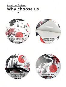 1 Set Of Game Console Stickers, Black & Red - Oriental Martial Arts Ink Painting Style Game Console Skin Stickers, Applicable To Both Console And Controller. Reusable, Durable, Scratch-Resistant, Bubble-Free Vinyl Game Console Stickers - Multicolor - View 5