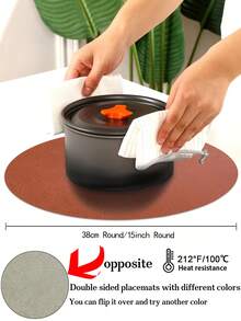 1/2/3 pièces set de sets de table réversibles en PU gris, dessous de plat à double texture, lavables, faciles à nettoyer, anti-dérapants, résistants à la chaleur, conviennent pour la décoration de la pièce, la décoration de table à manger, la décoration de la maison, la décoration de fête, idéaux pour les vacances, les fêtes, les rassemblements, les anniversaires, les mariages, les cadeaux, les dîners, l'extérieur, les pique-niques - Multicolore - Voir 3