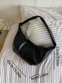 Duża pojemna torba retro z miękkiej skóry plisowanej w kształcie półksiężyca, o swobodnym stylu, swobodna i uniwersalna, idealna do dojazdów do pracy jako torba na ramię lub listonoszka.