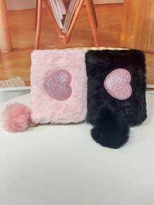 Cute Plush Coin Purse, Heart Embroidered Zipper Wallet, Short Purse Clutch, Heart-Shaped Card Holder Keychain, Best Gift For Girls - Multicolor - View 3