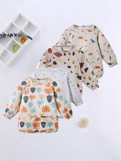1pc Waterproof Long Sleeve Bib, Soft Waterproof Apron For Feeding, Drooling And Dressing, Baby Nursing Burp Cloth