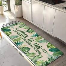 1pc Summer Minimalist Fresh Leaf Printed Doormat, Soft Non-Slip Absorbent Washable Area Rug For Kitchen, Bathroom, Bedroom, Laundry Room - Multicolor - View 13