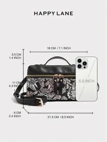 HAPPY LANE 1pc Luxury Embroidered Floral Vintage Style Handbag, With Red, Yellow And White Delicate Flowers On Black Background - Elegant, Retro, Business/Casual, Front Zip Tote Bag With Shoulder Strap, Crossbody, Suitable For Daily, Gathering And Travel, Lightweight And Durable, Versatile Vintage Charm, Fit For Women Pursuing Elegant Personalized, Suitable For Any Occasion, Showcase Unique Fashion Taste - Coral Pink - View 8