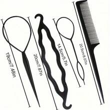 6 件套美发工具套装 - 简易辫子和盘发器、树脂手柄梳子和夹子，适合家庭沙龙使用、返校、旅行度假必需品、女士发饰 - 彩色 - 查看 6