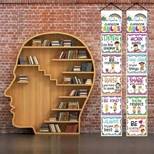 1pc Hanging Classroom Rules Poster - Colorful Back To School Banner, Suitable For Various Teachers And Classrooms - Non-Electric Polyester Classroom Wall Decor - Multicolor - View 4