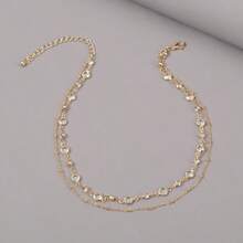 1pc Fashion Elegant Crystal Drop Pendant Multi-Layer Necklace - Yellow Gold - View 5