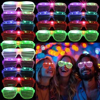 LED 发光眼镜 霓虹色百叶窗遮光眼镜 生日礼物 盲人眼镜 玩具 派对礼品 夜光 LED 眼镜 多色眼镜 圣诞节 狂欢节 生日 霓虹灯 狂欢节 派对