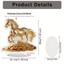 2D 平面、奔跑的马和硬币装饰 - 带支架的创意马雕像 - 适合装饰书桌、卧室、办公室和厨房 | 生日或新年送给妻子/朋友/同事的理想礼物。 - 彩色 - 查看 7
