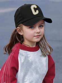 1 Pieza Gorra de béisbol unisex con letra del alfabeto A-Z simple, ajustable, para uso casual al aire libre, sombrero protector solar para niños