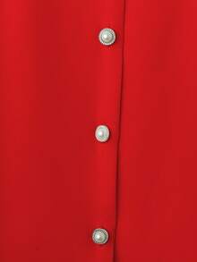 (Talla Grande, Se Sugiere Pedir Una Talla Menos) Blusa de Mujer Nueva de Verano con Cuello en V, Blusa Elegante Casual de Negocios para Otoño/Invierno, Amarillo Ranúnculo, Top Versátil de Vacaciones Chic de Alta Gama con Efecto Estilizador y Lindo, Estilo Retro Coreano - Rojo - Ver 7
