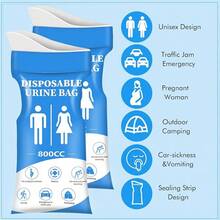 , 12/24 PCS Pee Bags Travel Women/Men, 800ML Emergency Portable Urinal Bag And Vomit Bags, Unisex Urinal Bag Camping, Traffic Jams - Blue - View 2