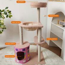 44-Inch Multi-Tier Multi-Function Cat Climbing Tower, Large Cat House, Fun Climbing Space, Cat Fun Castle, Cozy Nest - White - View 10