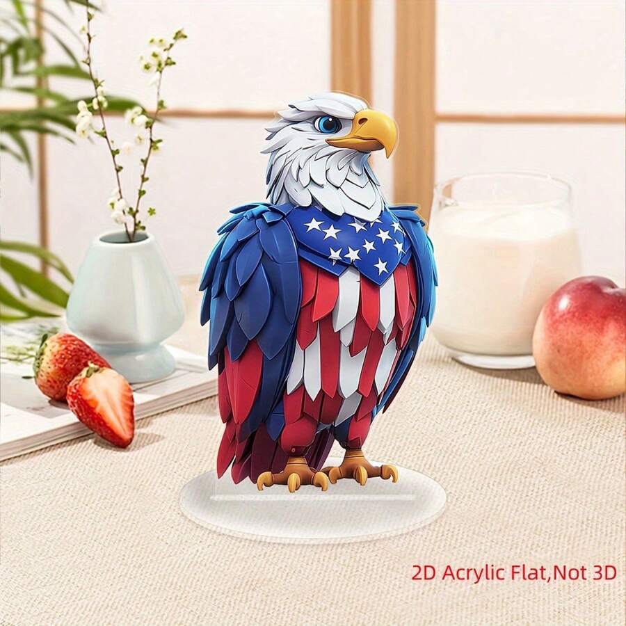 4th Of July Desk Ornament 2D Flat Bird Acrylic Decorations Desktop Decor For Home And Holiday