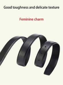 1 件男女通用新款纯色腰带，带金属扣，女士休闲牛仔裤西装腰带配饰，黑色和棕色可选 - 多色 - 查看 8